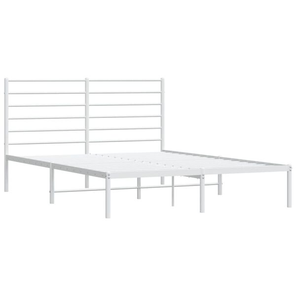 vidaXL Metal Bed Frame without Mattress with Headboard White 120x190cm