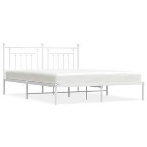 vidaXL Metal Bed Frame without Mattress with Headboard White 183x213cm