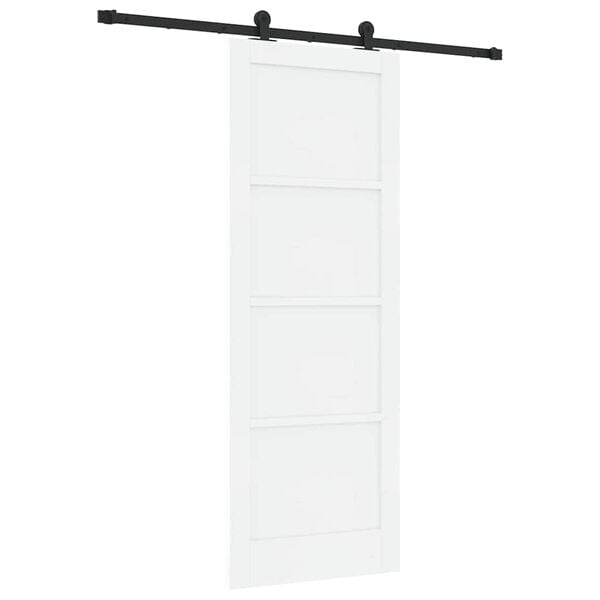 vidaXL Sliding Door White and Black 78 x 211 cm Solid Pine Wood