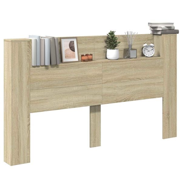 vidaXL Headboard Cabinet with LED Sonoma 180 x 16.5 x 103.5 cm
