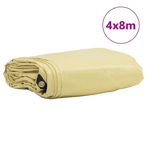 vidaXL Tarpaulin 650g / m² Beige 4 x 8 m Canvas with PVC Coating