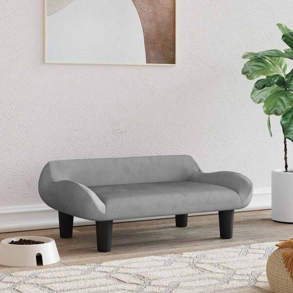 vidaXL Dog Bed Light Grey 70x40x24 cm Velvet