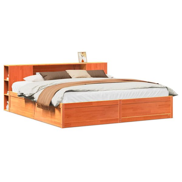 vidaXL Bed Frame without Mattress Wax Brown 180x200 cm Super King Solid Wood Pine