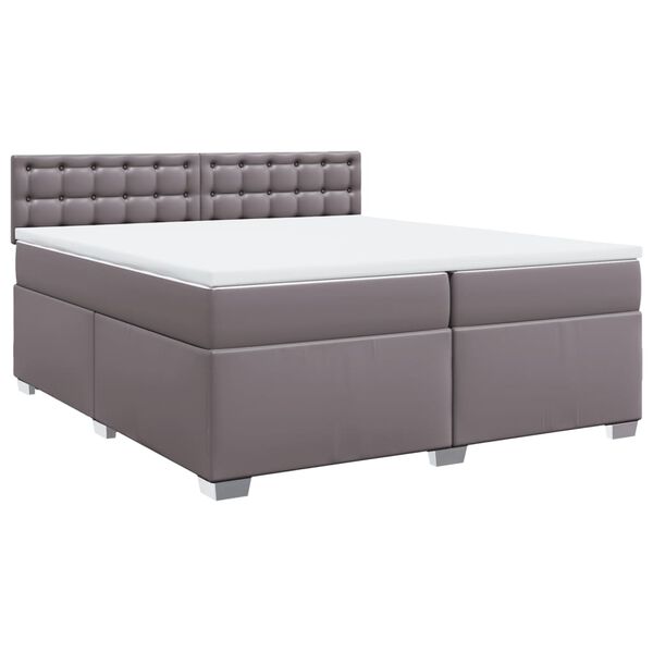 vidaXL Box Spring Bed with Mattress Grey 200x200 cm Faux Leather