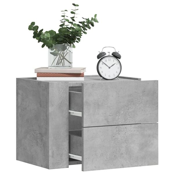 vidaXL Wall-mounted Bedside Cabinet Concrete Grey 45x30x35 cm