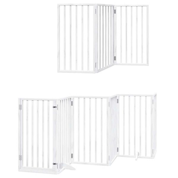 vidaXL Dog Gate with Door Foldable 15 Panels White 750 cm Poplar Wood