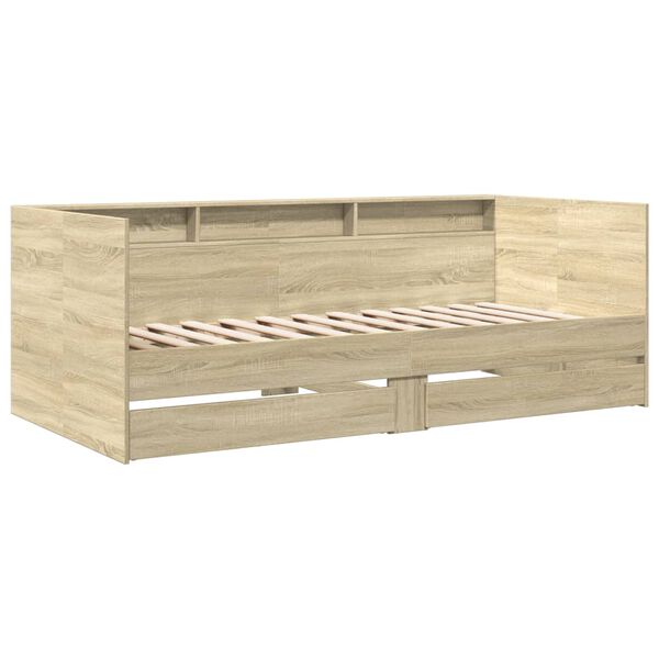 vidaXL Daybed with Drawers without Mattress Sonoma Oak 90x200 cm