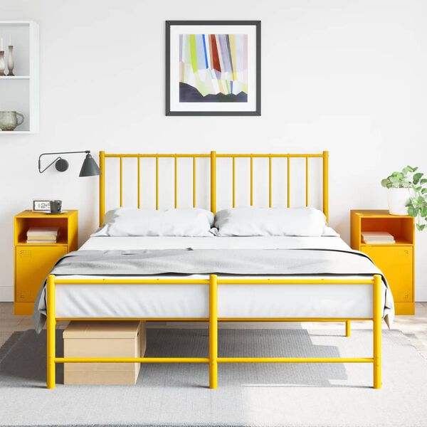 vidaXL Bedside Cabinets 2 pcs Mustard Yellow 34.5x39x62 cm Steel