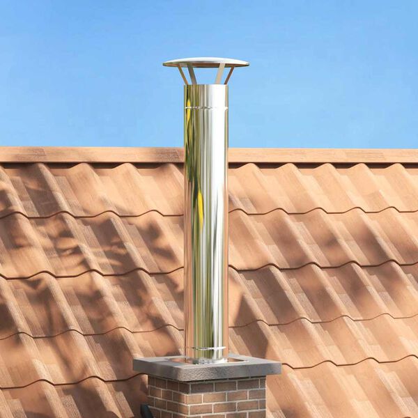vidaXL Chimney Extension Silver 35 x 35 x 132 cm Stainless steel