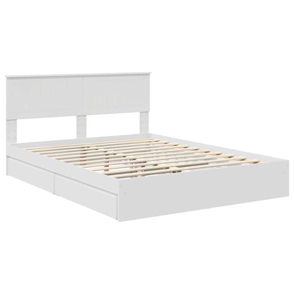 vidaXL Bed Frame with Drawer Manual White 150 x 200 cm Engineered Wood