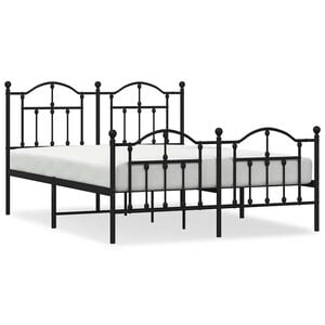 vidaXL Metal Bed Frame without Mattress with Footboard Black 140x190cm