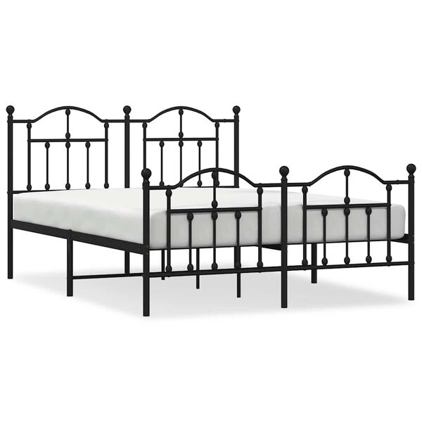 vidaXL Metal Bed Frame without Mattress with Footboard Black 140x190cm