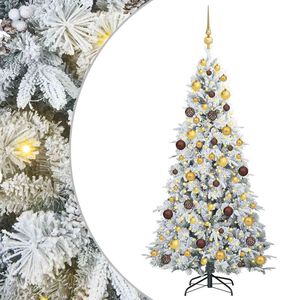vidaXL Artificial Hinged Christmas Tree White 180 cm PE and PVC
