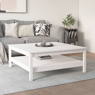vidaXL Coffee Table White 100x100x40 cm Solid Wood Pine