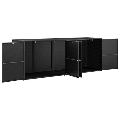 vidaXL Garden Storage Cabinet Black 198x55.5x80 cm Poly Rattan