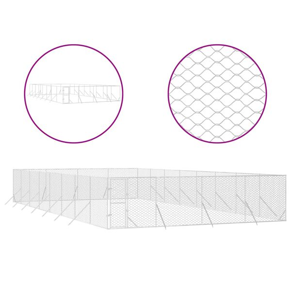 vidaXL Outdoor Dog Kennel Silver 8x16x2 m Galvanised Steel