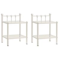 vidaXL Bedside Cabinets 2 pcs White and Transparent Metal and Glass