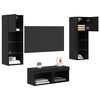 vidaXL TV Wall Cabinets Wall-mounted 4 pcs Black Oak Engineered Wood