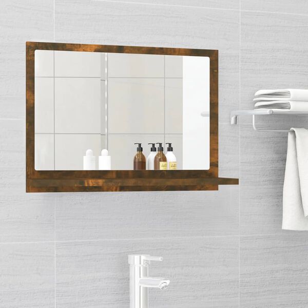 vidaXL Bathroom Mirror Smoked Oak 60x10.5x37 cm Engineered Wood