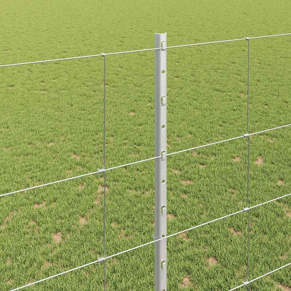vidaXL Fence with Post Silver 1.5 x 25 m Steel