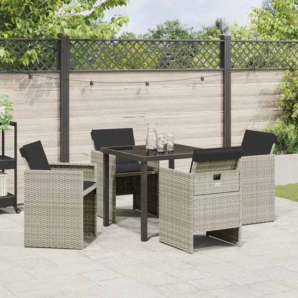 vidaXL Garden Dining Set 5 pcs Light Grey Poly Rattan