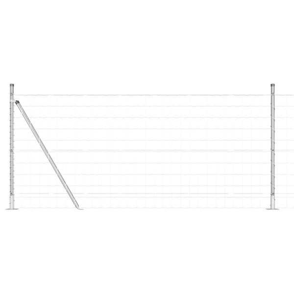 vidaXL Fence with Post Silver 0.8 x 25 m Steel