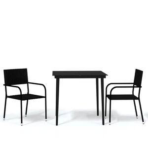 vidaXL 3 Piece Garden Dining Set Black