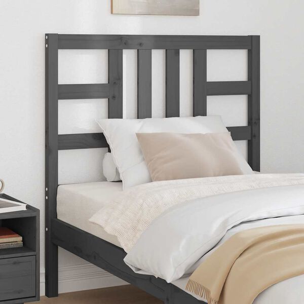 vidaXL Bed Headboard Grey 96x4x100 cm Solid Wood Pine