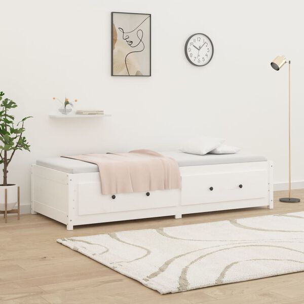 vidaXL Day Bed without Mattress White 90x190 cm Single Single Solid Wood Pine