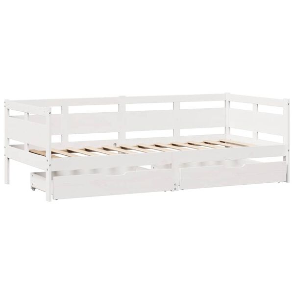 vidaXL Daybed with Drawers without Mattress White 90x200 cm Solid Wood