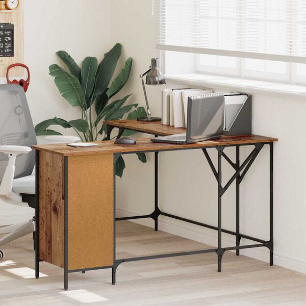 vidaXL Desk Old Wood 141 x 141 x 75 cm Engineered Wood