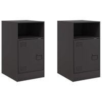vidaXL Bedside Cabinets 2pcs Black 34.5x39x62 cm Steel