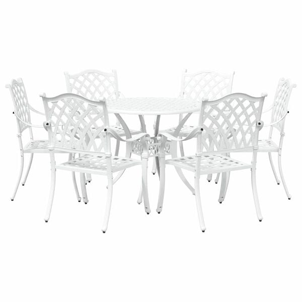 vidaXL Garden Dining Set 7 pcs White Aluminium