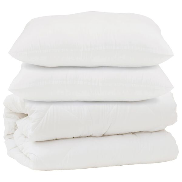 vidaXL Duvet with Pillow 3 pcs White Microfibre