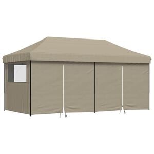 vidaXL Foldable Party Tent Pop-Up with 4 Sidewalls Taupe
