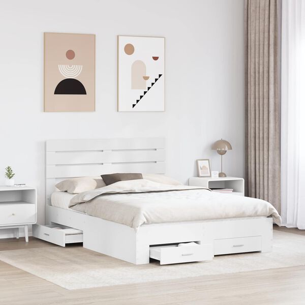 vidaXL Bed Frame with Drawer with Headboard Manual Engineered Wood