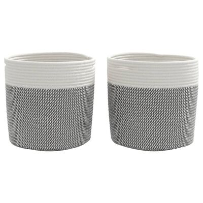 vidaXL Storage Baskets 2 pcs Grey and White Ø28x28 cm Cotton