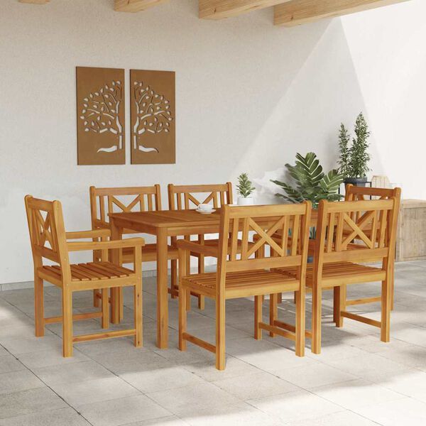 vidaXL Garden Dining Set 7 pcs Brown Solid Acacia Wood