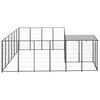 vidaXL Dog Kennel Black 8.47 m&sup2; Steel