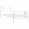 vidaXL Metal Bed Frame without Mattress with Footboard White 100x200cm
