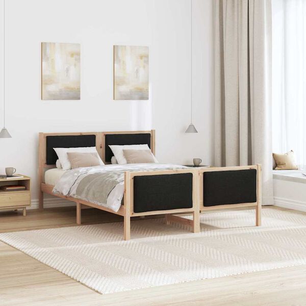vidaXL Bed Frame with Headboard Black 150 x 200 cm Fabric