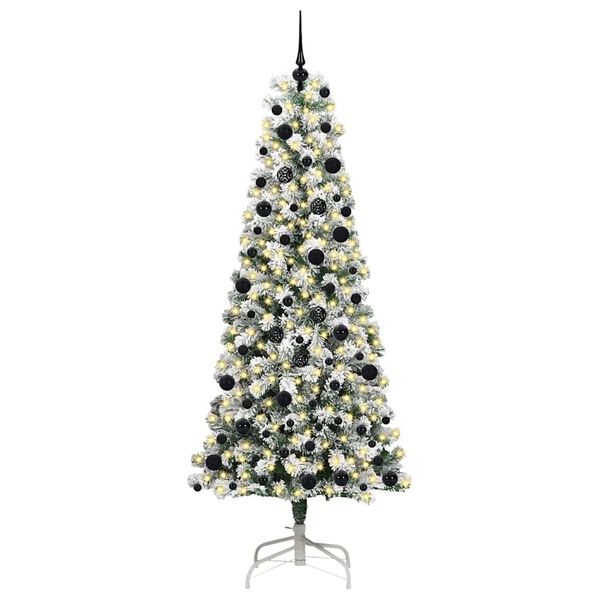 vidaXL Artificial Hinged Christmas Tree Green and White 240 cm