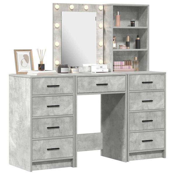 vidaXL Dressing Table 3 pcs Grey 40 x 41 x 135 cm Engineered wood