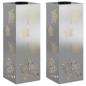 vidaXL Solar LED Pathway Light 2 pcs Silver Stainless Steel