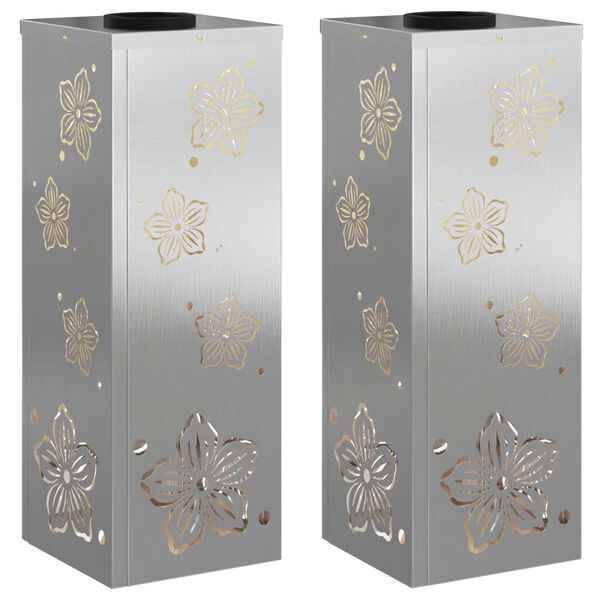 vidaXL Solar LED Pathway Light 2 pcs Silver Stainless Steel