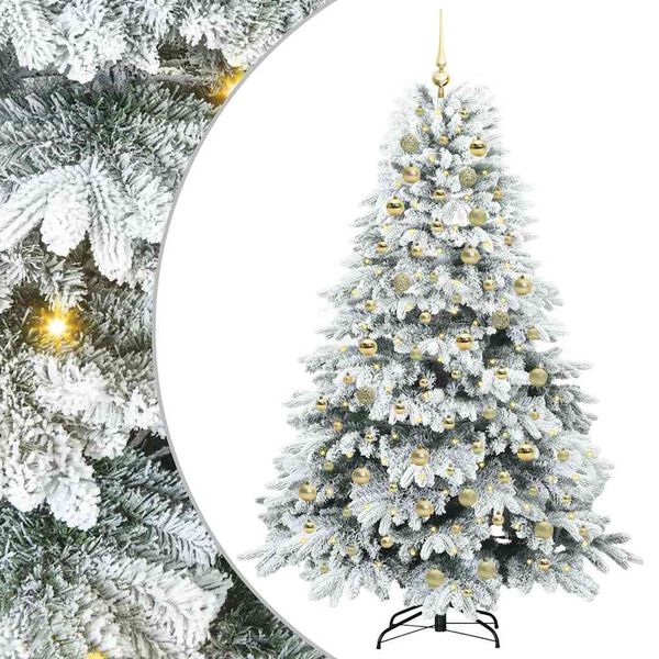 vidaXL Artificial Christmas Tree with 300 LEDs White 180 cm PE and PVC
