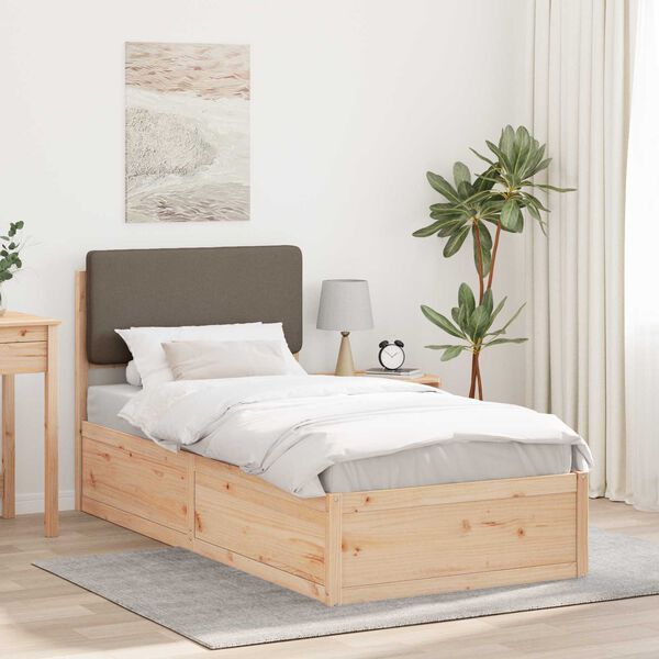 vidaXL Bed Frame with Upholstered Headboard Taupe 100 x 200 cm