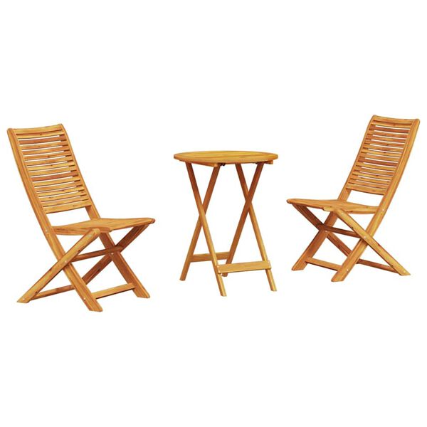 vidaXL Folding Bistro Set Folding 3 pcs Brown Solid acacia wood