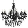 vidaXL Chandelier with Beads Black 12 x E14 Bulbs