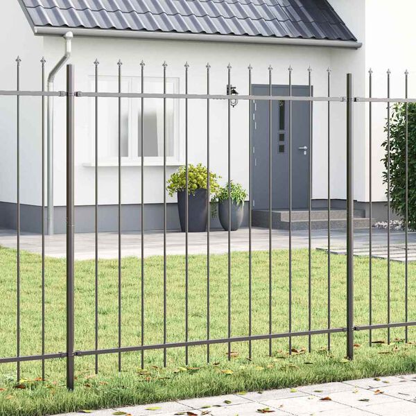 vidaXL Garden Fence 7 pcs Grey 11.9 x 1.5 m Powder-coated Steel